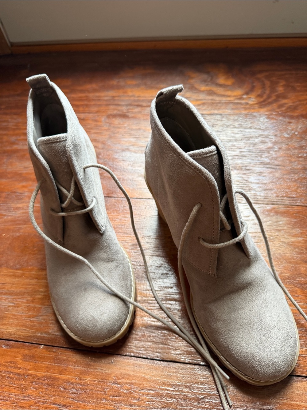 Bass Women's Taupe Suede Lace-Up Ankle Boots